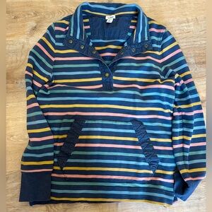 L.L. Bean Striped quarter snap sweatshirt